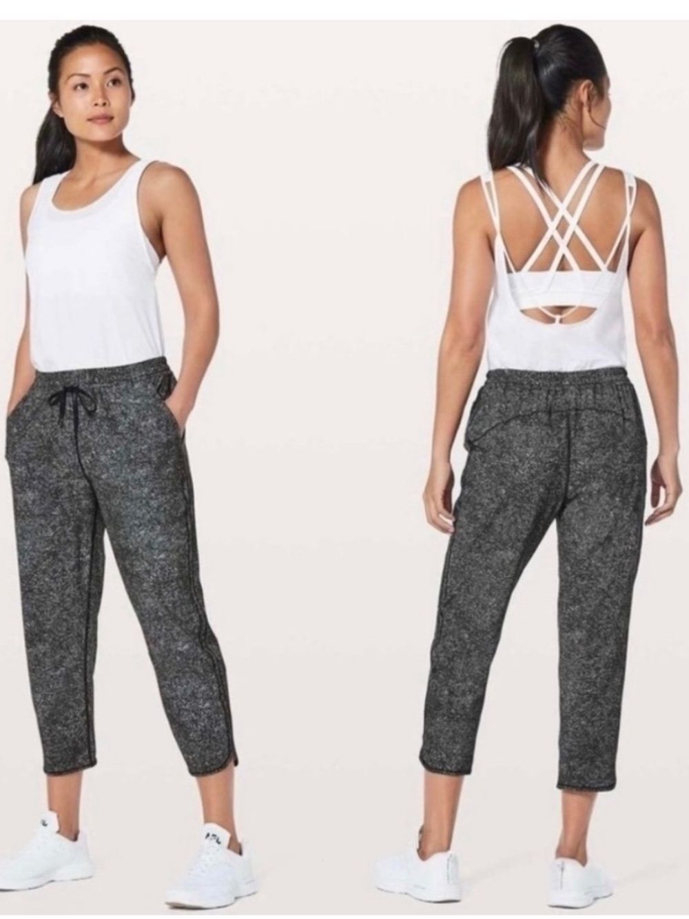 Lululemon Keep It Classic Crop Pant Black White Noise Womens 4 - Picture 1 of 11